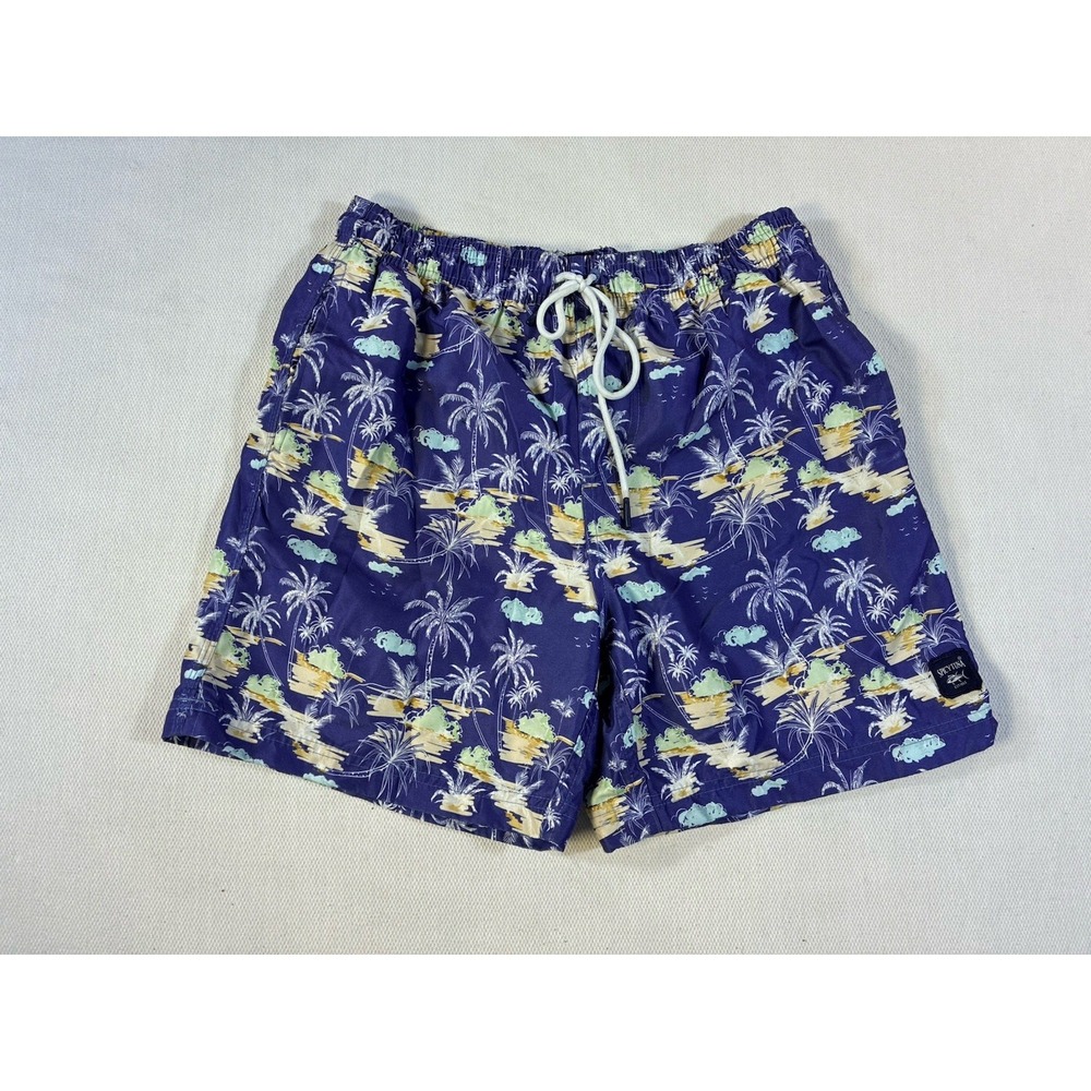 Spicy Tuna Men's Swim Trunks Size‎ Medium Blue Tropical Palm Tree Board Shorts